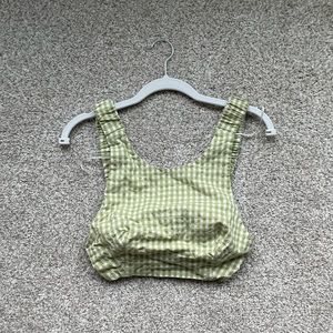 Zara Checkered Green & White Crop Top